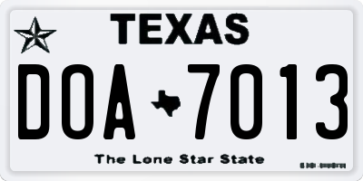 TX license plate DOA7013