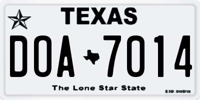 TX license plate DOA7014