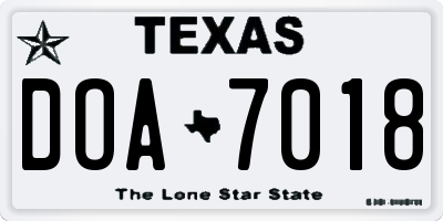 TX license plate DOA7018