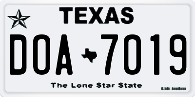 TX license plate DOA7019