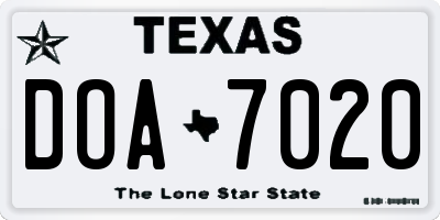 TX license plate DOA7020