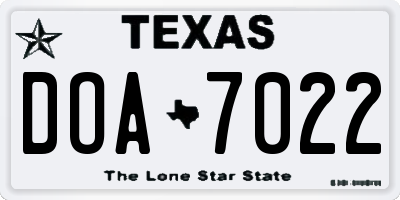 TX license plate DOA7022