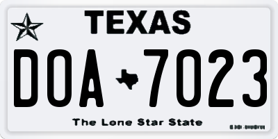 TX license plate DOA7023