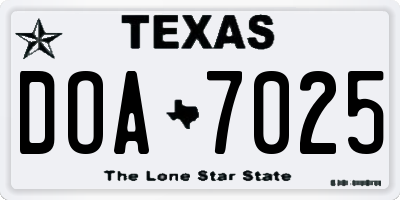 TX license plate DOA7025