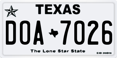 TX license plate DOA7026