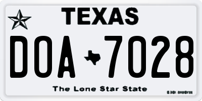 TX license plate DOA7028