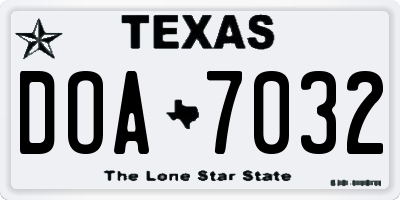 TX license plate DOA7032