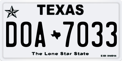 TX license plate DOA7033