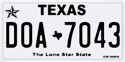 TX license plate DOA7043