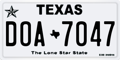 TX license plate DOA7047