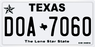 TX license plate DOA7060