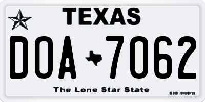 TX license plate DOA7062