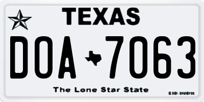 TX license plate DOA7063