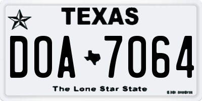 TX license plate DOA7064