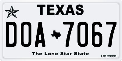 TX license plate DOA7067