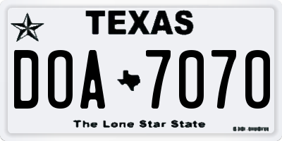 TX license plate DOA7070