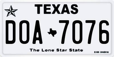 TX license plate DOA7076