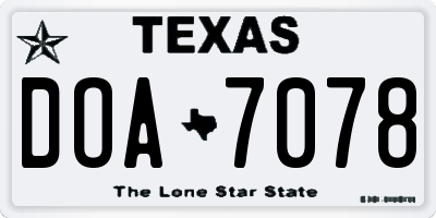 TX license plate DOA7078