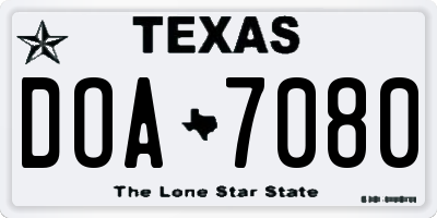 TX license plate DOA7080
