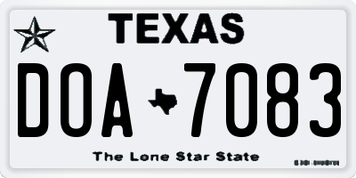 TX license plate DOA7083