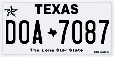 TX license plate DOA7087