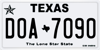 TX license plate DOA7090
