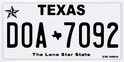 TX license plate DOA7092
