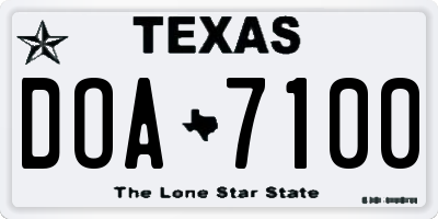 TX license plate DOA7100
