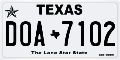TX license plate DOA7102