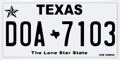 TX license plate DOA7103