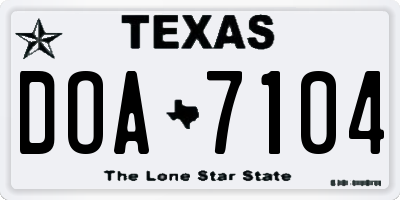 TX license plate DOA7104