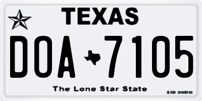 TX license plate DOA7105