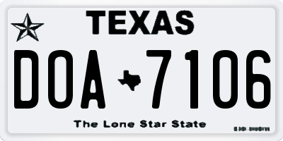 TX license plate DOA7106