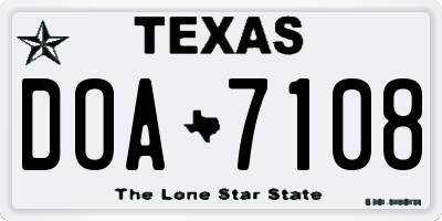 TX license plate DOA7108