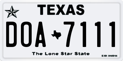 TX license plate DOA7111