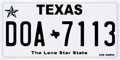 TX license plate DOA7113