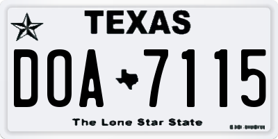 TX license plate DOA7115