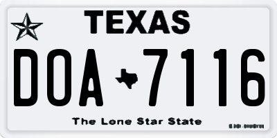 TX license plate DOA7116