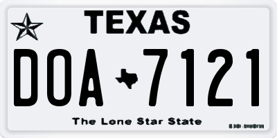 TX license plate DOA7121
