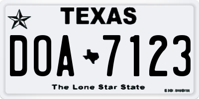 TX license plate DOA7123