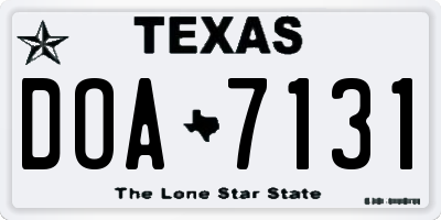 TX license plate DOA7131