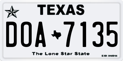 TX license plate DOA7135