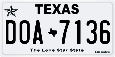 TX license plate DOA7136