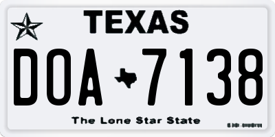 TX license plate DOA7138