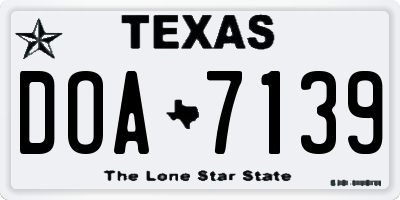 TX license plate DOA7139