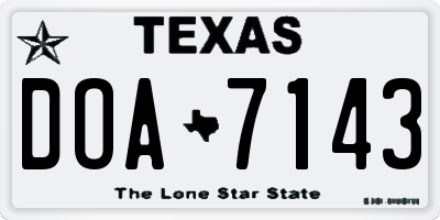 TX license plate DOA7143