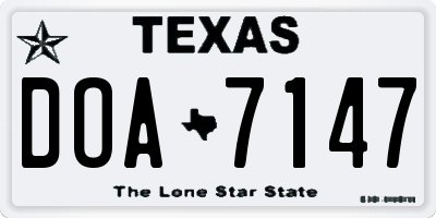TX license plate DOA7147