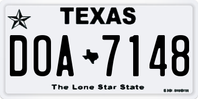 TX license plate DOA7148