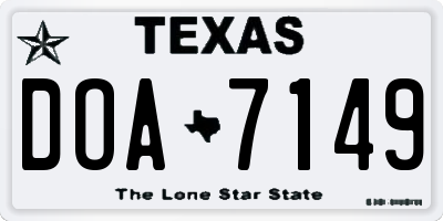 TX license plate DOA7149