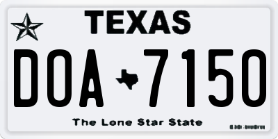 TX license plate DOA7150